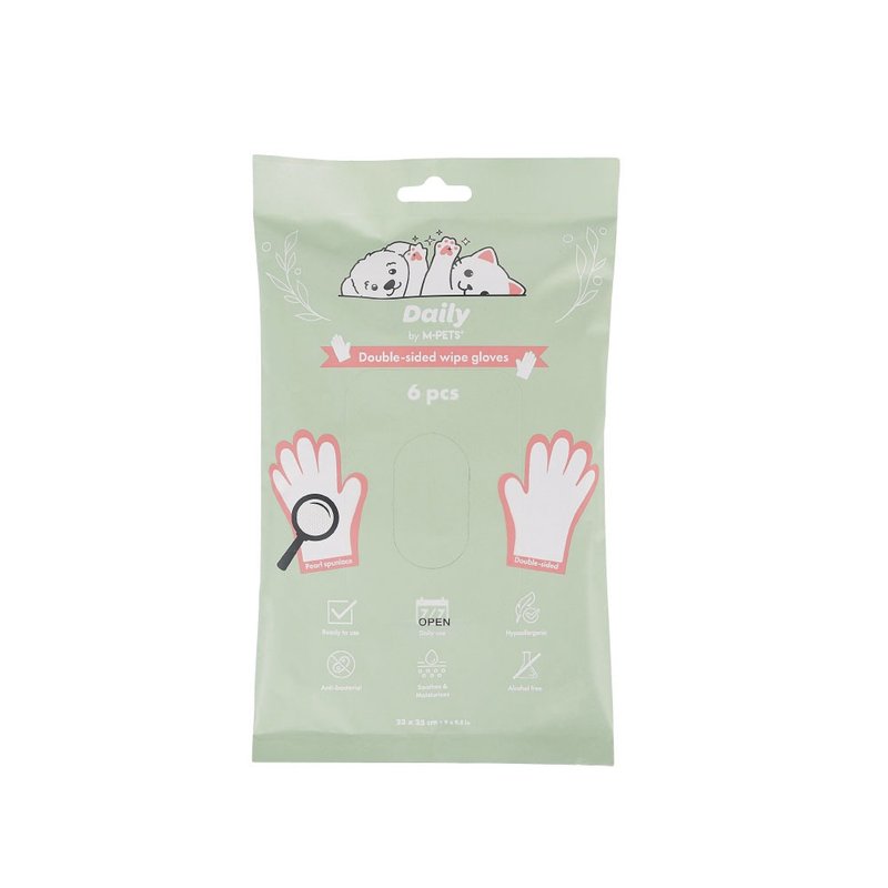 【MPETS】快速清洁爱宠!宠物日常双面清洁手套6入 - 其他 - 其他材质 多色