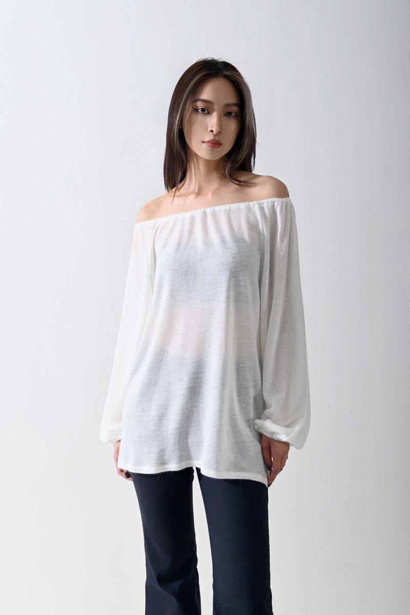 Shan Yong 毛料针织泡袖浪漫两穿上衣(两色) - 女装针织衫/毛衣 - 棉．麻 