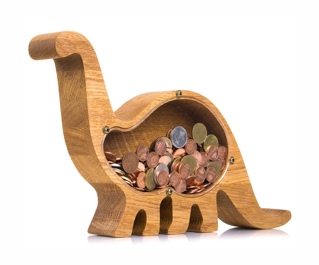 Dinosaur Piggy Bank for Boys and Girls – Durable and Practical Money Saving Box - 储蓄罐 - 木头 