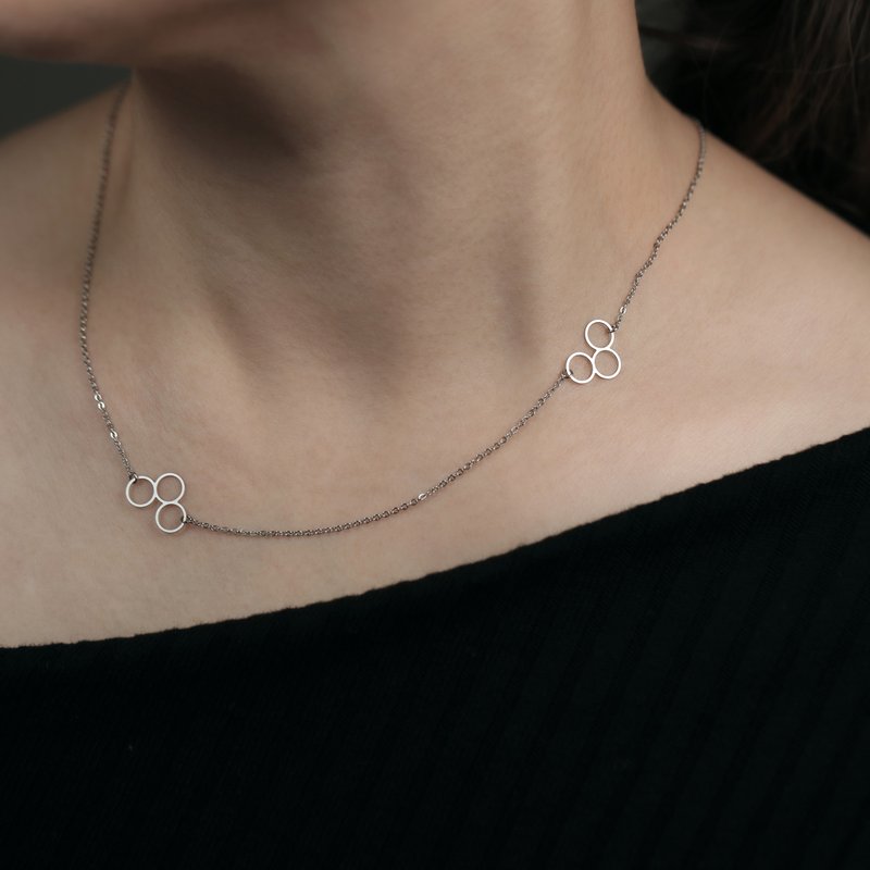 moorigin 圆叶尤加利项链 D | 医疗钢・抗过敏・可洗澡・不掉色 - 项链 - 不锈钢 黑色