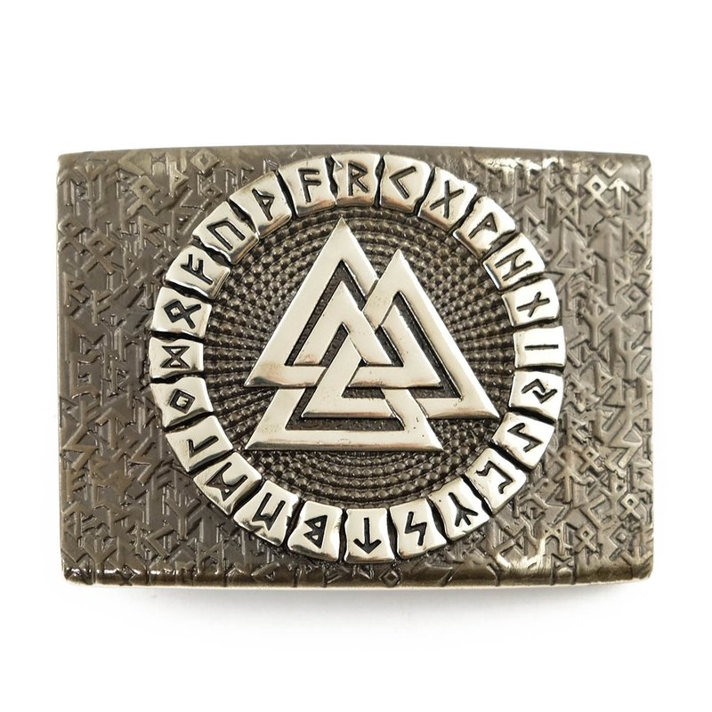 Valknut soild german silver belt buckle, Scandinavian Runes nickel silver belt - 皮带/腰带 - 其他材质 银色