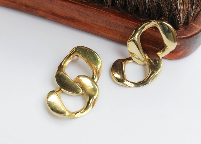 Twist Chain Earring - 耳环/耳夹 - 铜/黄铜 金色