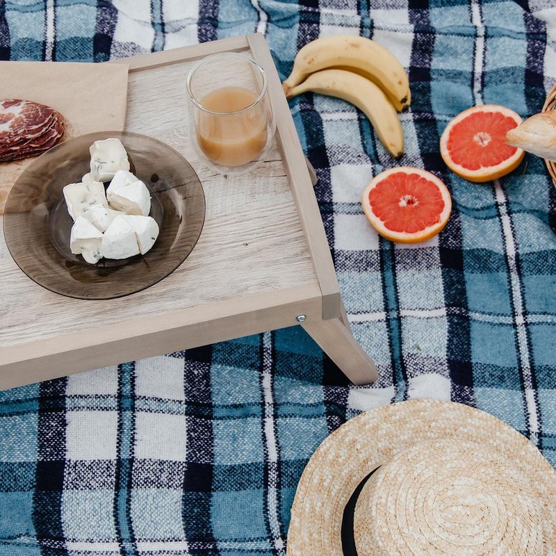 Bed Tray with Folding Legs / Breakfast in Bed Table / Breakfast Serving Tray - 托盘/砧板 - 木头 粉红色