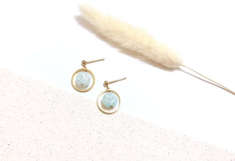 【 猫星球系列 】冰晶蓝星 ( 冰蓝单色款 ) - 耳环/耳夹 - 其他金属 蓝色