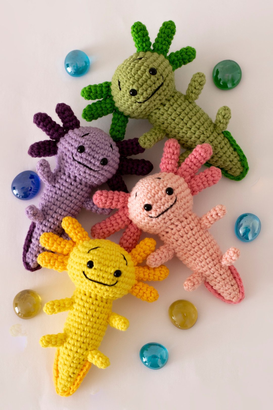 Stuffed axolotl doll, water dragon toy, cute crochet toy, 玩偶娃娃, 人形, 手工玩具, 给孩子的礼物 - 玩具/玩偶 - 棉 多色