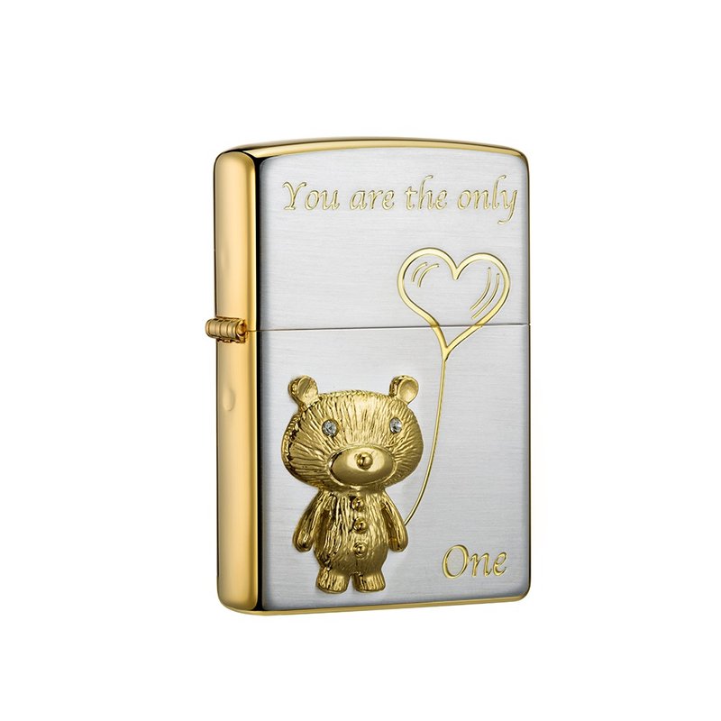 【ZIPPO官方旗舰店】爱心小熊(耀眼金)防风打火机 ZA-3-165A - 其他 - 铜/黄铜 