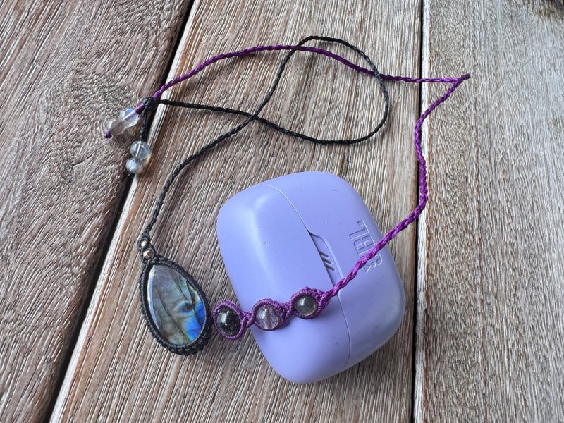 20251128 Macrame 拉长石 编织 颈链 - 项链 - 半宝石 紫色