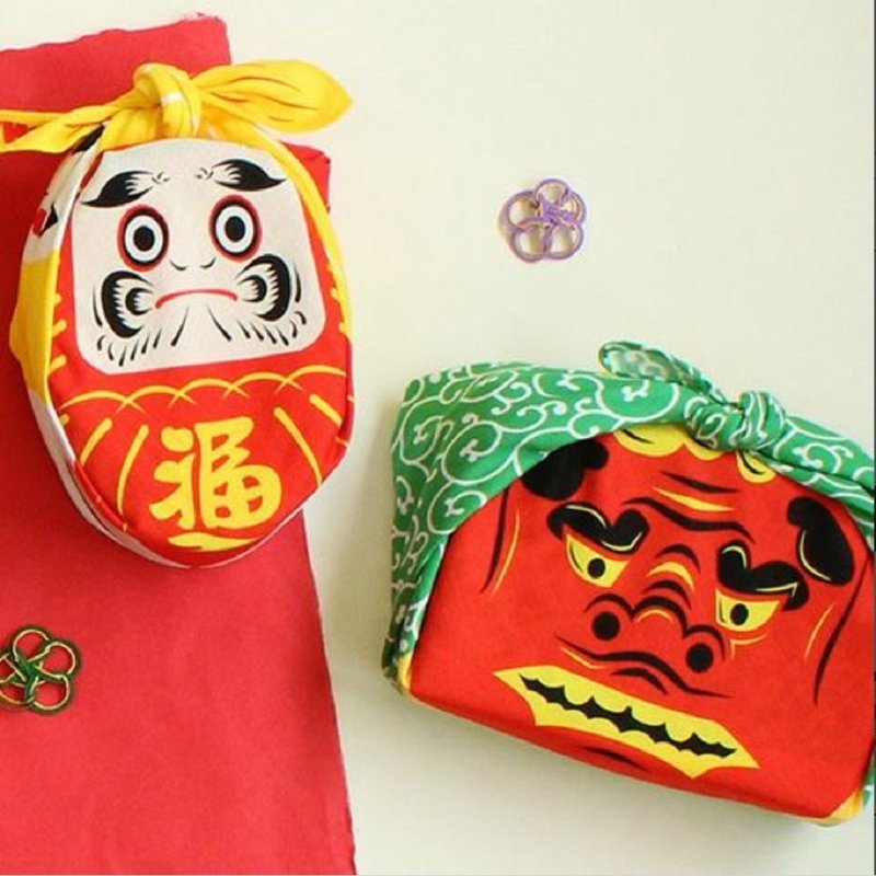 京都风吕敷包巾-cochae 中巾-小偷及舞狮 - 手帕/方巾 - 棉．麻 