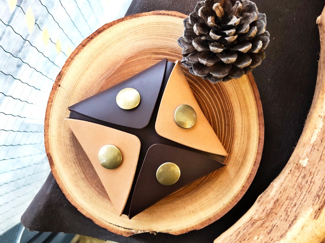 东南西北 零钱包 好好缝 皮革材料包 免费刻名 散纸包 情侣礼物 - 皮件 - 真皮 咖啡色