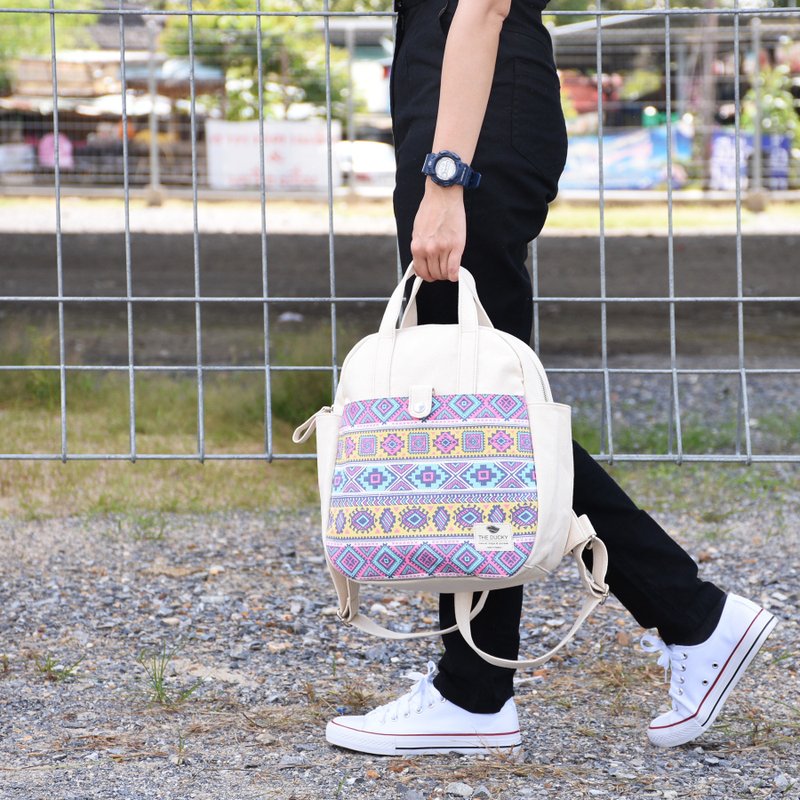 your backpack - off white+hippies(pocket) - 后背包/双肩包 - 棉．麻 多色