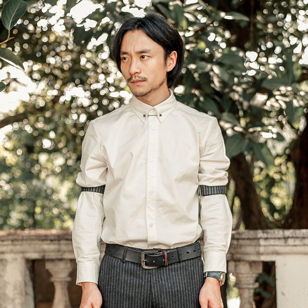 原创设计英伦复古衬衫男长袖 商务正装西装白色衬衣结婚寸衫 - 男装衬衫 - 棉 白色