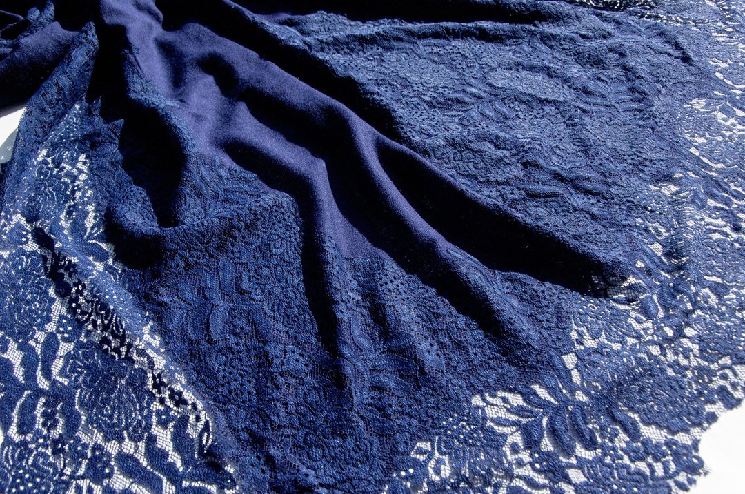 喀什米尔Cashmere/针织围巾/纯羊毛围巾 手织围巾 编织围巾-蕾丝 - 围巾/披肩 - 羊毛 蓝色