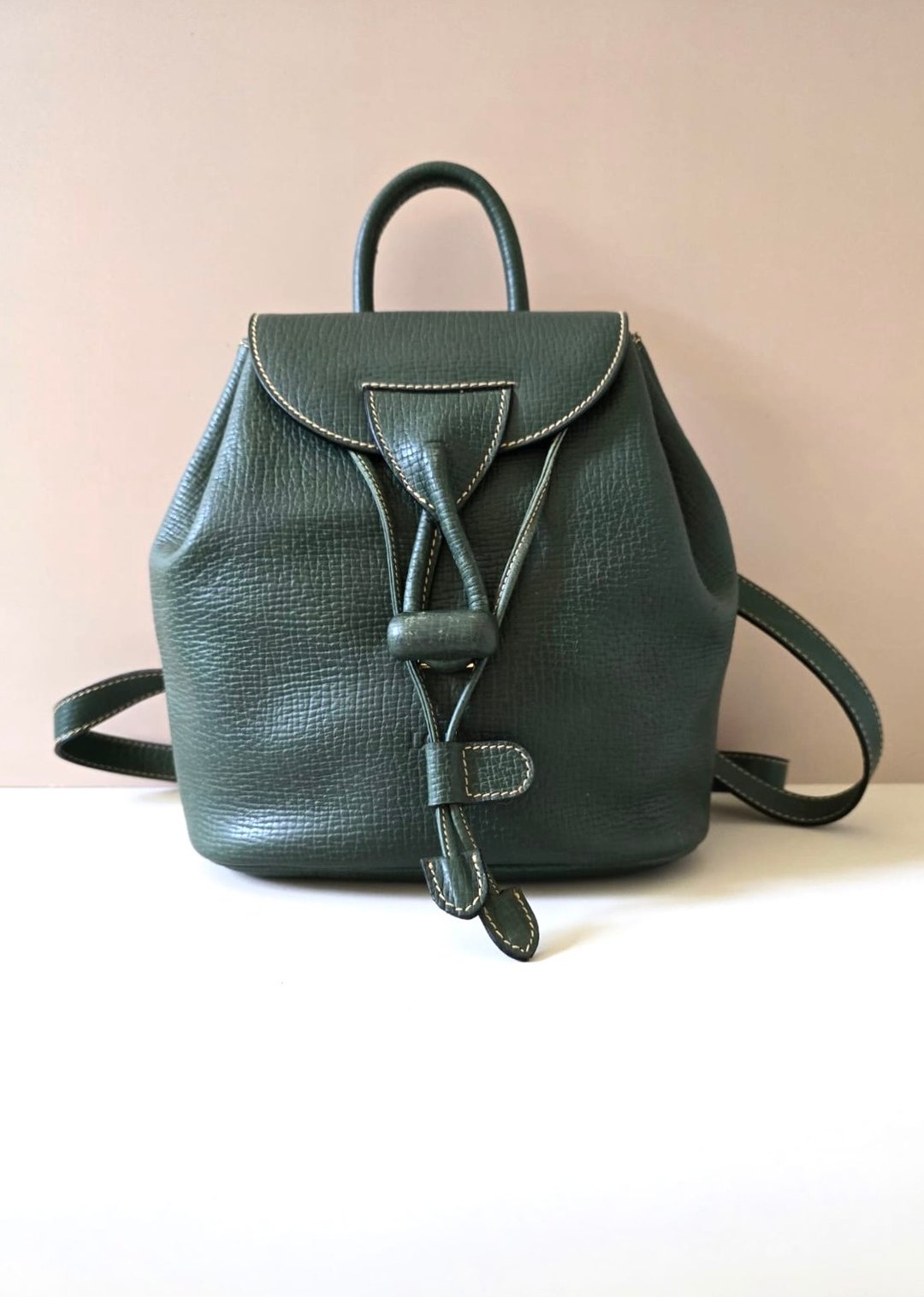绝版古董包 Loewe 橄榄绿旋转扣后背包 双肩包 皮革包 中古二手包 - 后背包/双肩包 - 真皮 绿色