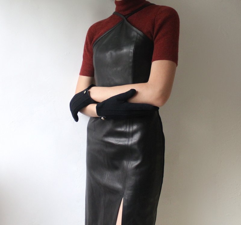 FOAK古着 /保留中/Christian Dior黑色羊毛金扣手套 - 手套 - 羊毛 