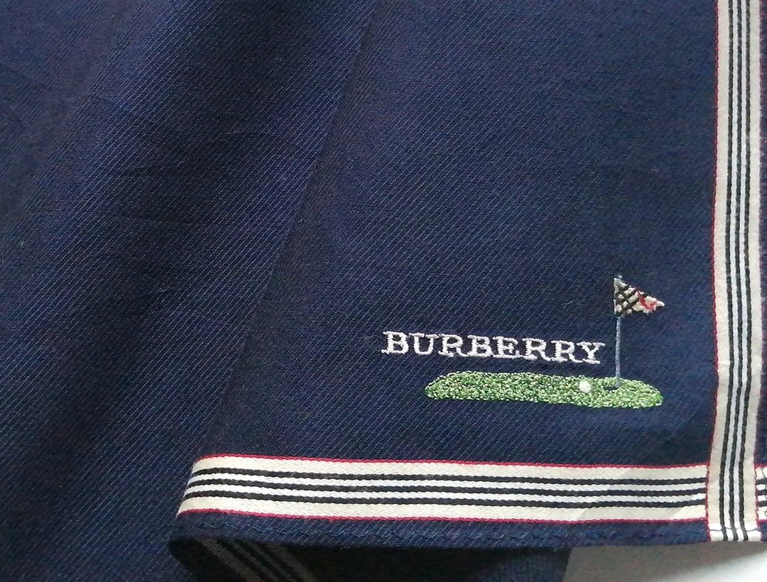 Burberry Vintage Handkerchief Golf Flag Pole 19 x 18 inches - 手帕/方巾 - 棉．麻 蓝色