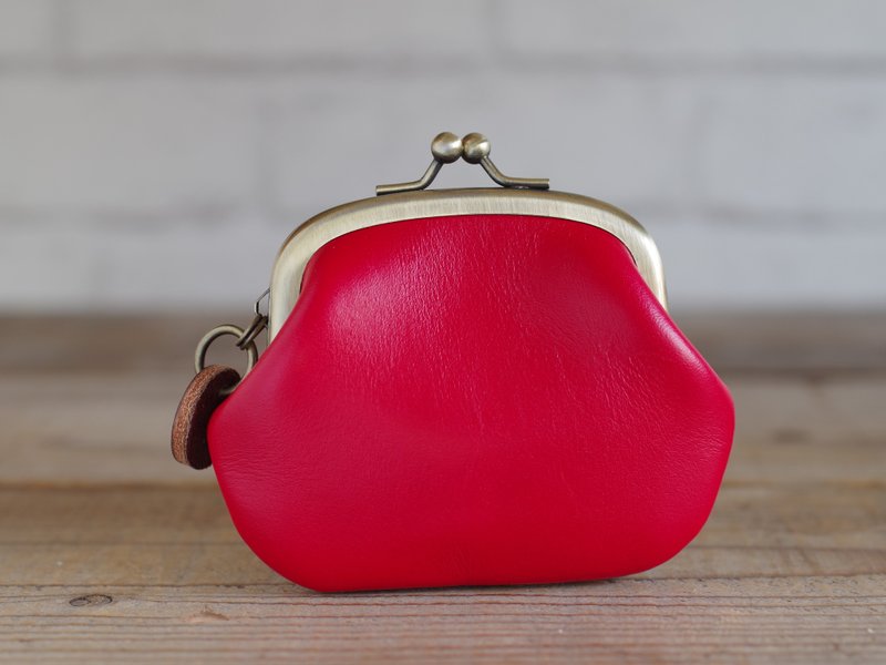 皮革口金零钱包 红色 - 零钱包 - 真皮 红色