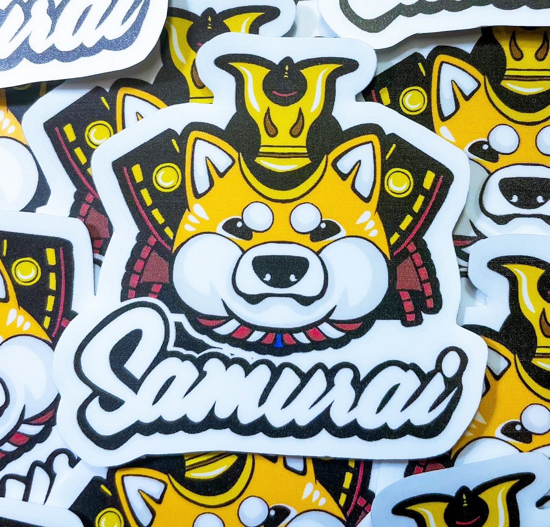 柴犬贴纸 柴武士 日式贴纸 豆柴贴纸 -厚磅 超耐磨贴纸 防刮防水 - 贴纸 - 纸 白色