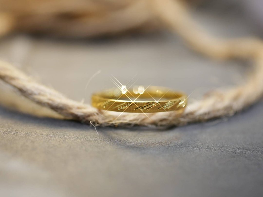 黄金戒指-CNC车花线戒-黄金9999戒 - 戒指 - 24k 金 金色