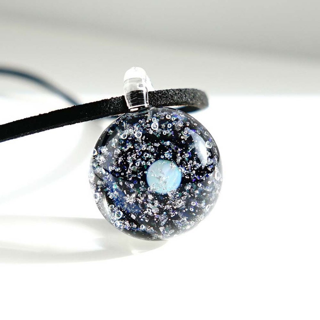World of Stardust Space Glass Pendant White Opal Cluster Star Gourd Japanese Manufacture Japanese Handicraft Handmade Free Shipping - 项链 - 玻璃 蓝色