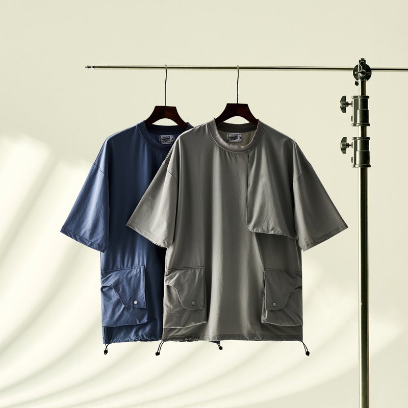 冰凉感轻薄不规则口袋T恤/中性 /简约款式/机能/情侣/礼物/防泼水 - 男装上衣/T 恤 - 防水材质 灰色