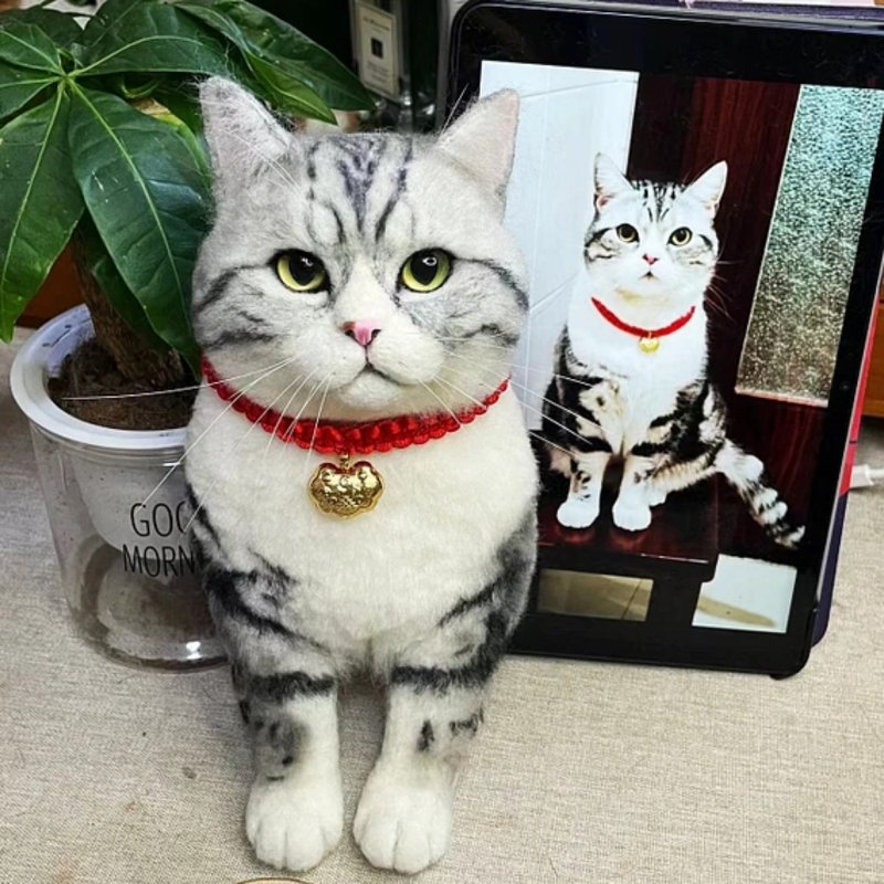 定制化礼物 逼真猫猫 羊毛毡 毛孩 宠物 娃娃 猫咪猫奴 似颜绘 ?2 - 玩具 - 羊毛 多色