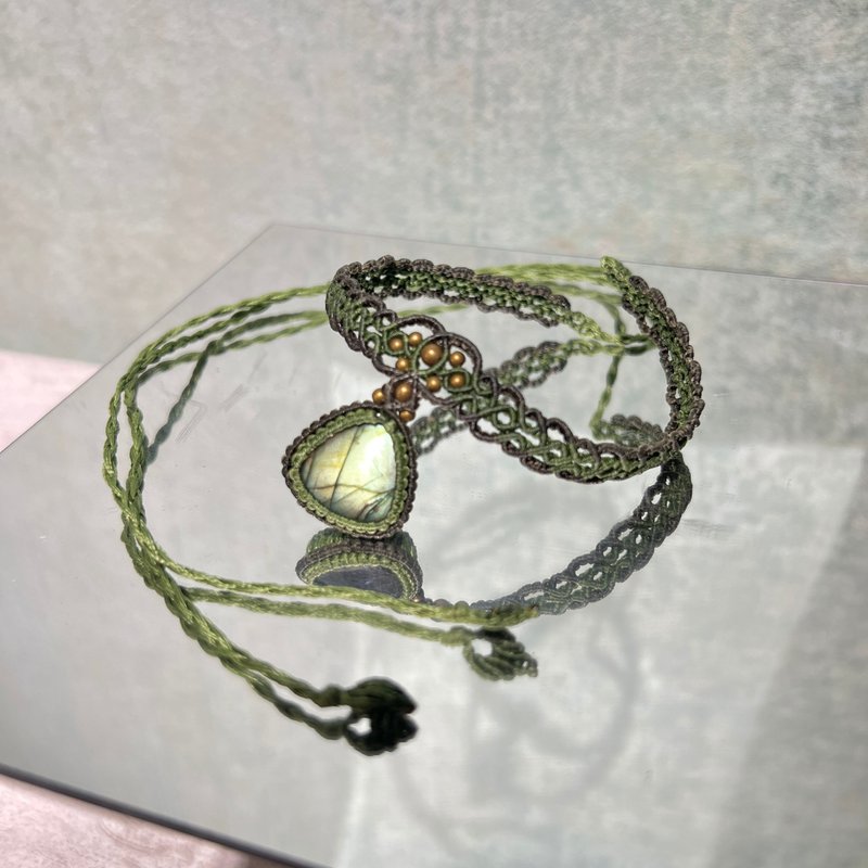 Crystoria Stone | Macrame | 南美蜡线 | 项链 | 蓝光拉长石 - 项链 - 宝石 蓝色