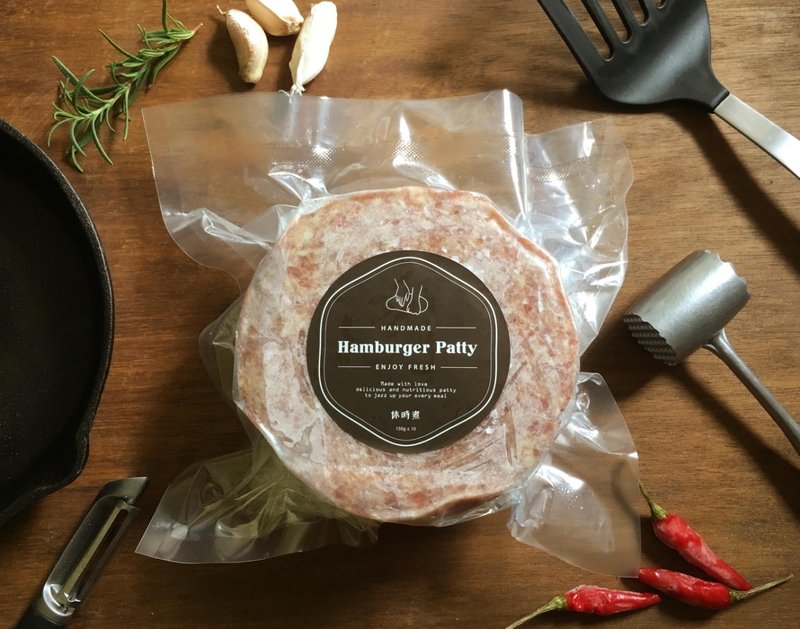 【手工厚切汉堡肉排 - 五盎斯大份量】冷冻生品一组5入 / 包 - 料理包 - 新鲜食材 咖啡色