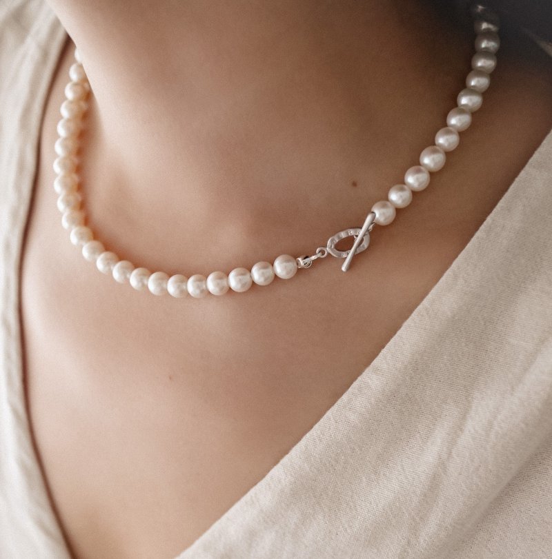 天使光天然淡水圆珠项链 - MISSMISS 初心/925银 - 项链 - 珍珠 白色