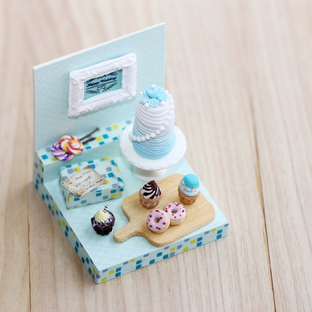 袖珍场景结婚卡片 Miniature Happy Wedding Party - 摆饰 - 粘土 蓝色