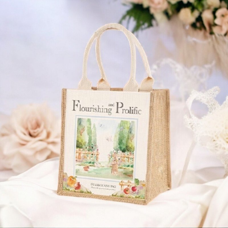 GELLIS 英国乡村风小麻包_兔兔天竺鼠篇 - 手提包/手提袋 - 环保材料 白色