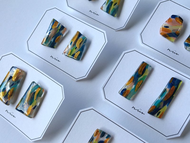 【恩典如流】原创树脂耳环 | 耳针耳夹 - 耳环/耳夹 - 树脂 透明