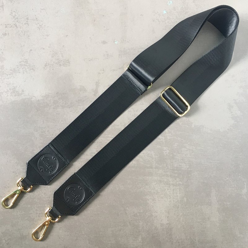 Black Genuine Leather Bag Strap - 其他 - 棉．麻 黑色