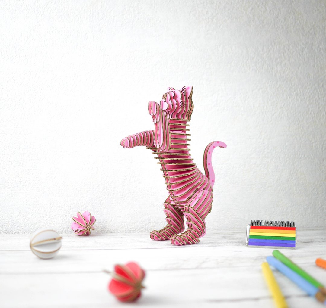 HAPPY CAT 猫 语系列 3D 手作 DIY 居家摆饰 粉红 波点色 - 其他 - 纸 粉红色