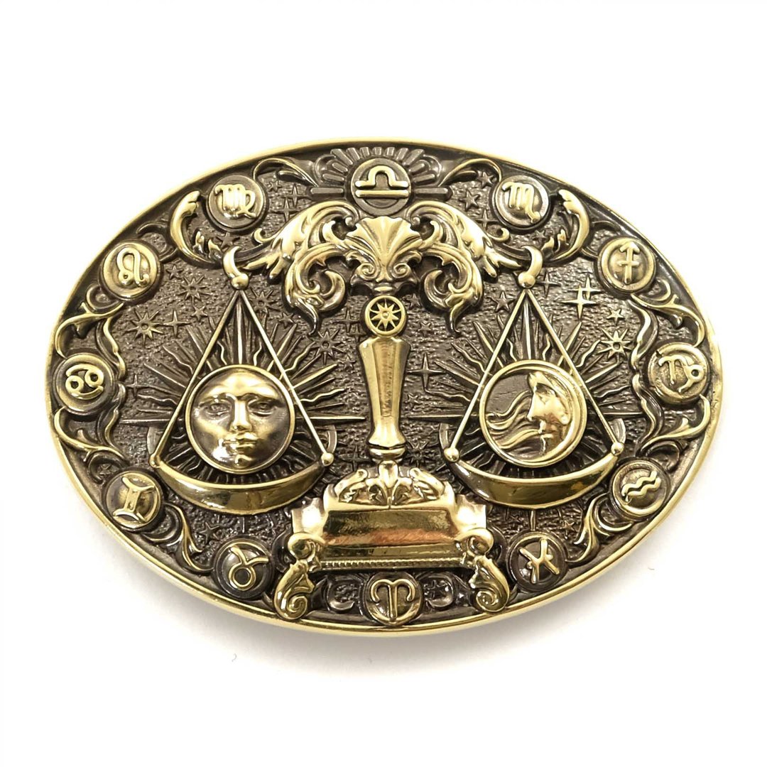 天秤座纯黄铜皮带扣，星座饰品 - 皮带/腰带 - 其他材质 金色