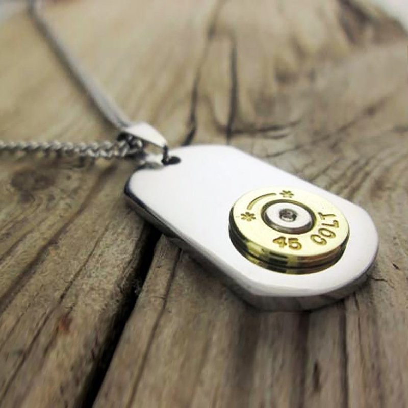Bullet Designs 45口径子弹 军牌项链 / 复古造型潮流军籍牌项链 - 项链 - 其他金属 