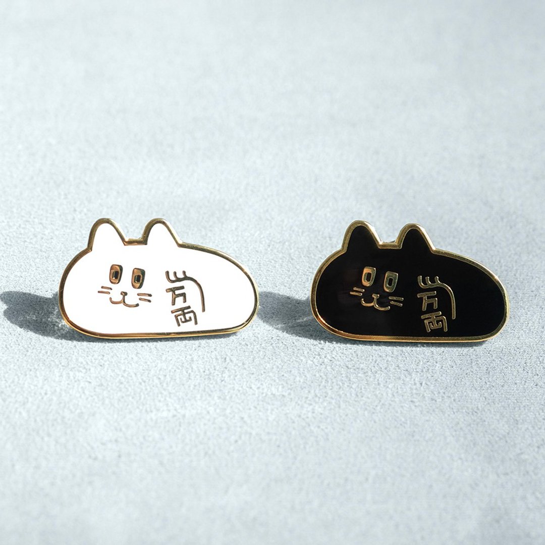 万両猫襟章胸针 - 胸针 - 其他金属 