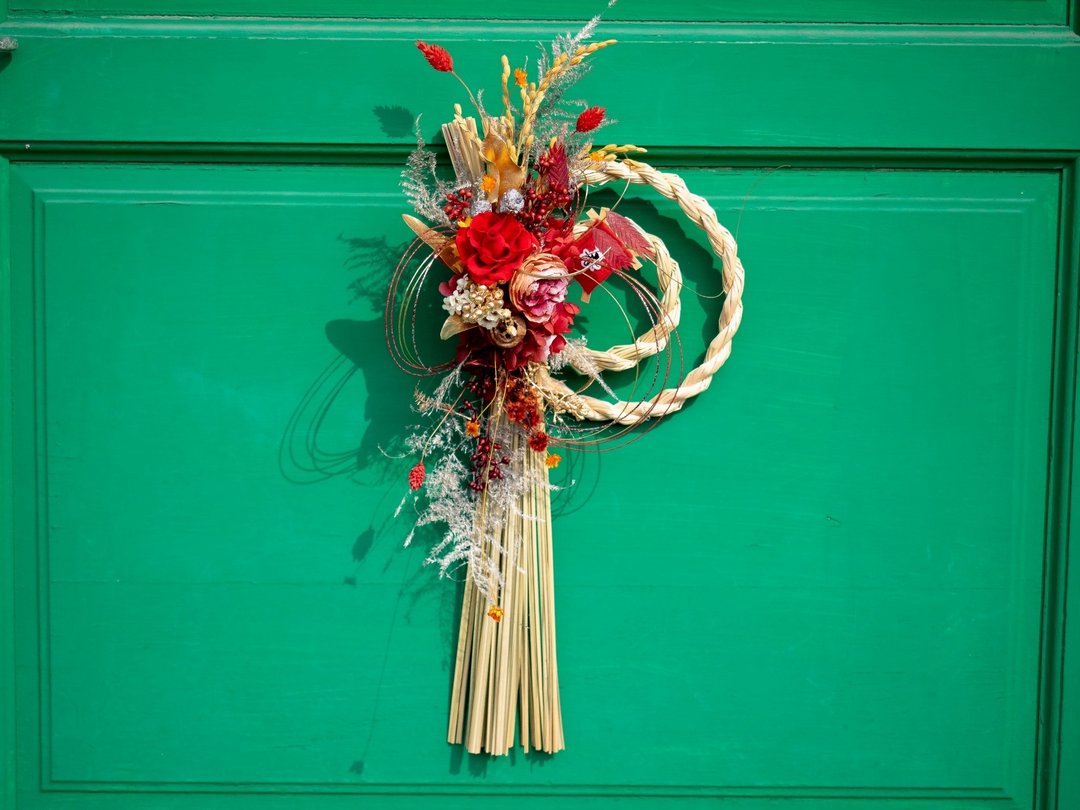 金穗绯红-日式注连绳挂饰(新春祈福、居家花艺、贺礼) - 干燥花/捧花 - 植物．花 多色