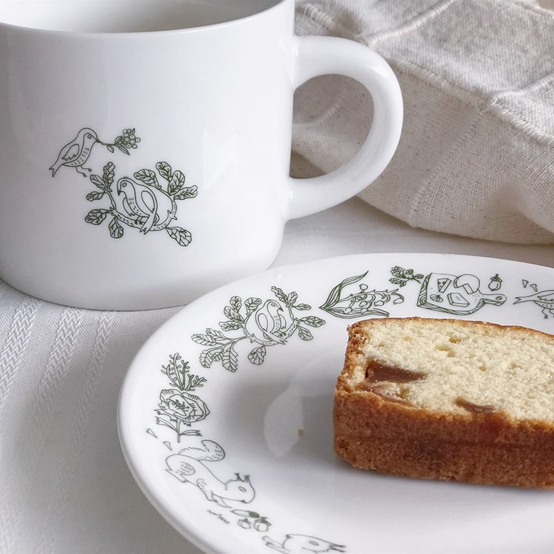 动物印花 | 松鼠与鸟马克杯盘组 - 咖啡杯/马克杯 - 瓷 绿色