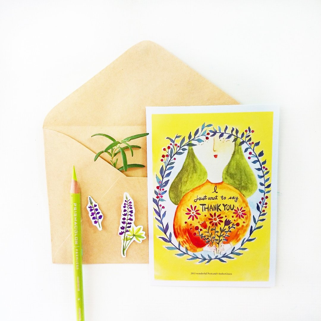 ✴嘿~我只是想说声谢谢!✴ Thanks postcards - 卡片/明信片 - 纸 黄色