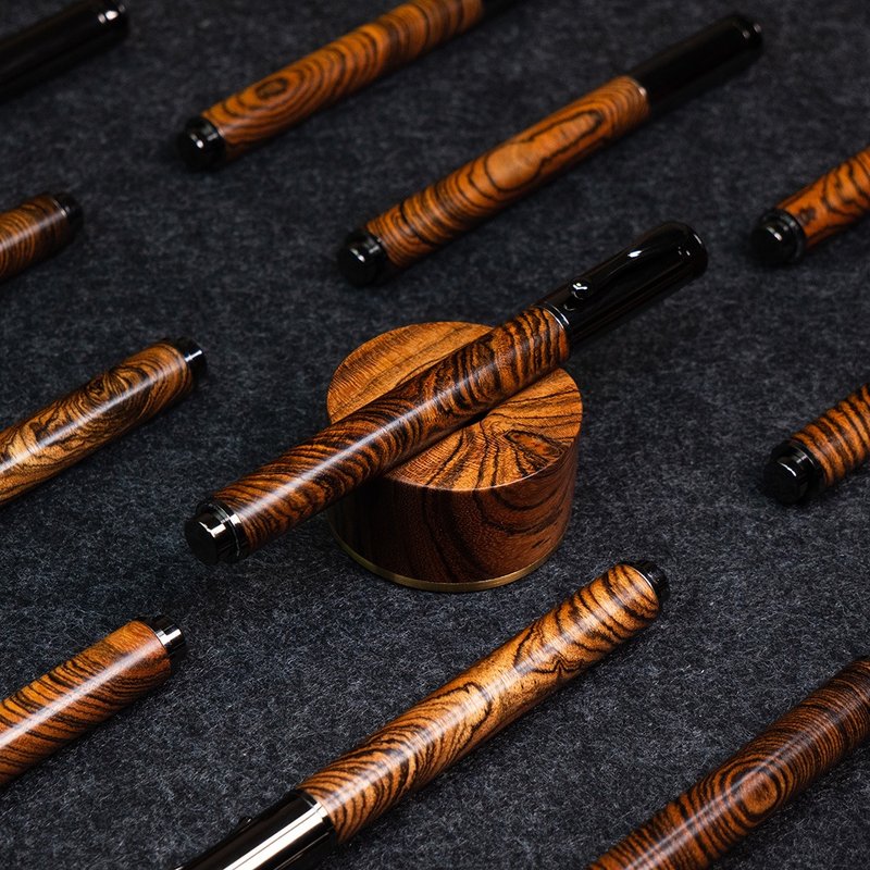 手工木笔磁吸宝珠笔【虎皮檀笔架】适配Apple Pencil手写笔 - 钢珠笔 - 木头 