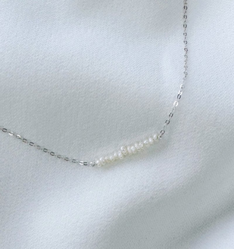 手作迷你天然珍珠纯银项链 - 项链 - 珍珠 银色