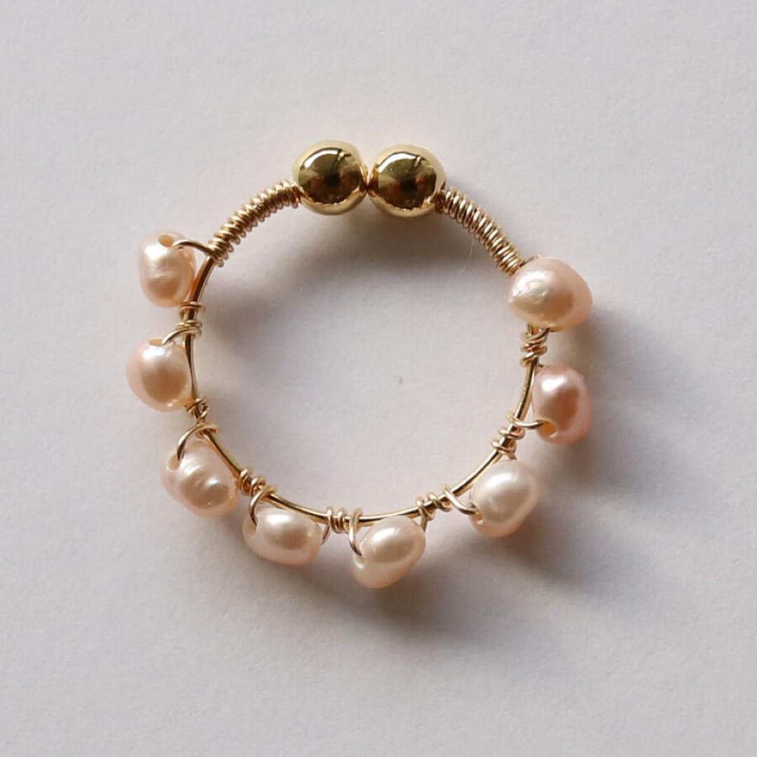 pearl cuff - 耳环/耳夹 - 石头 粉红色