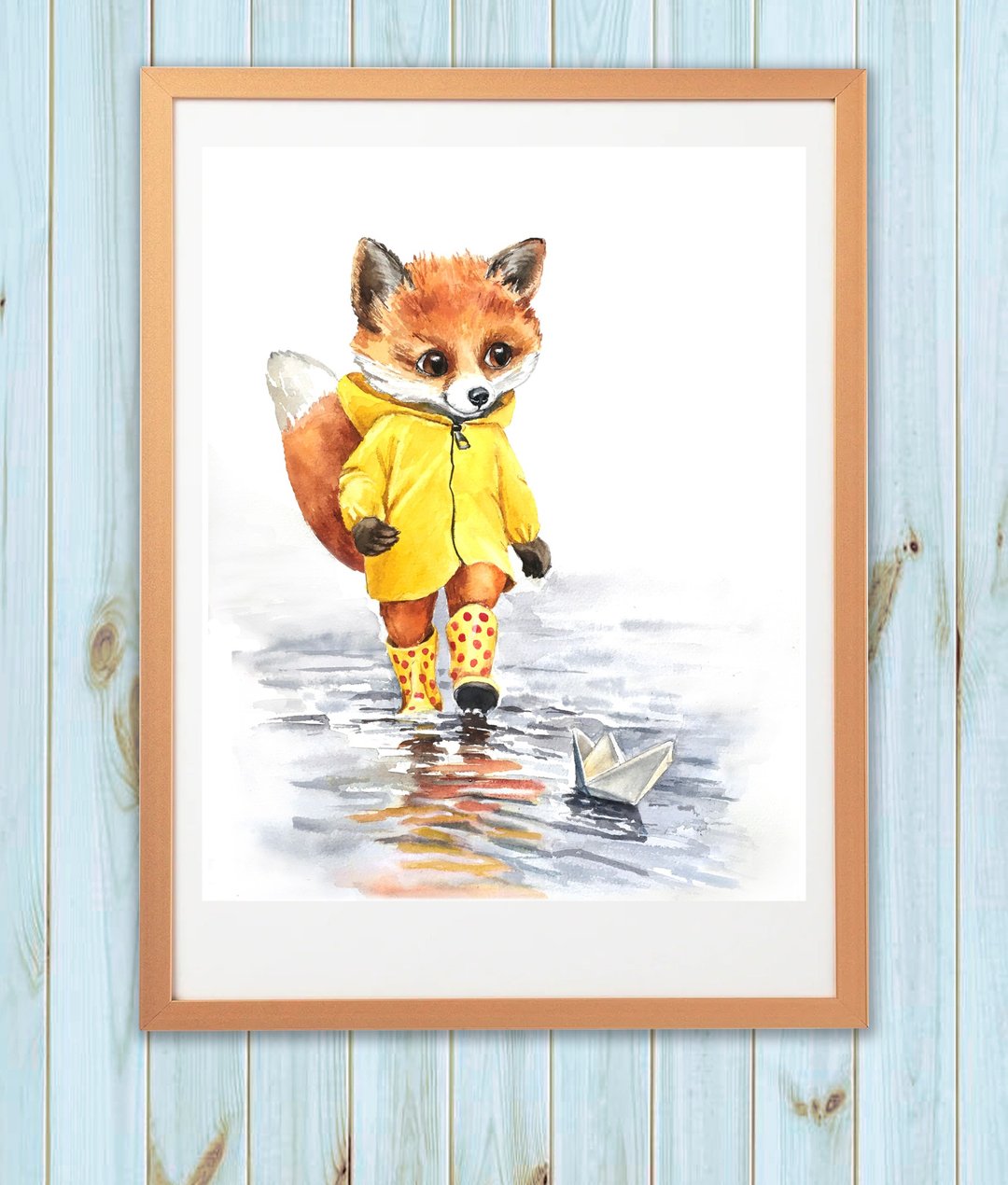 Cute fox and paper boat. Watercolor wallpaper - 电脑手机桌布/贴图/App 图示 - 其他材质 