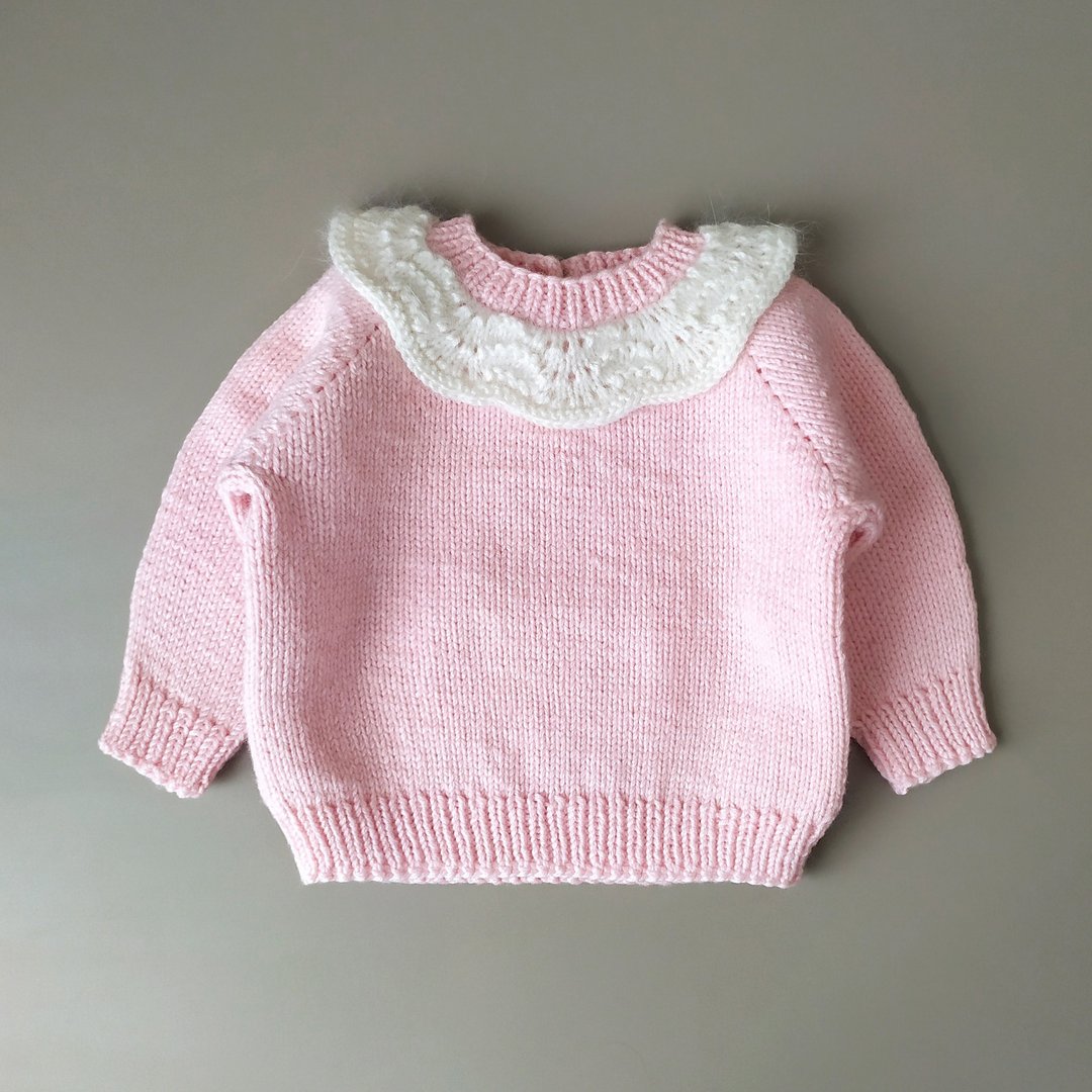 Hand knitted baby cardigan Newborn sweater SIZE 0-3 months Pink baby girl outfit - 童装外套 - 羊毛 粉红色