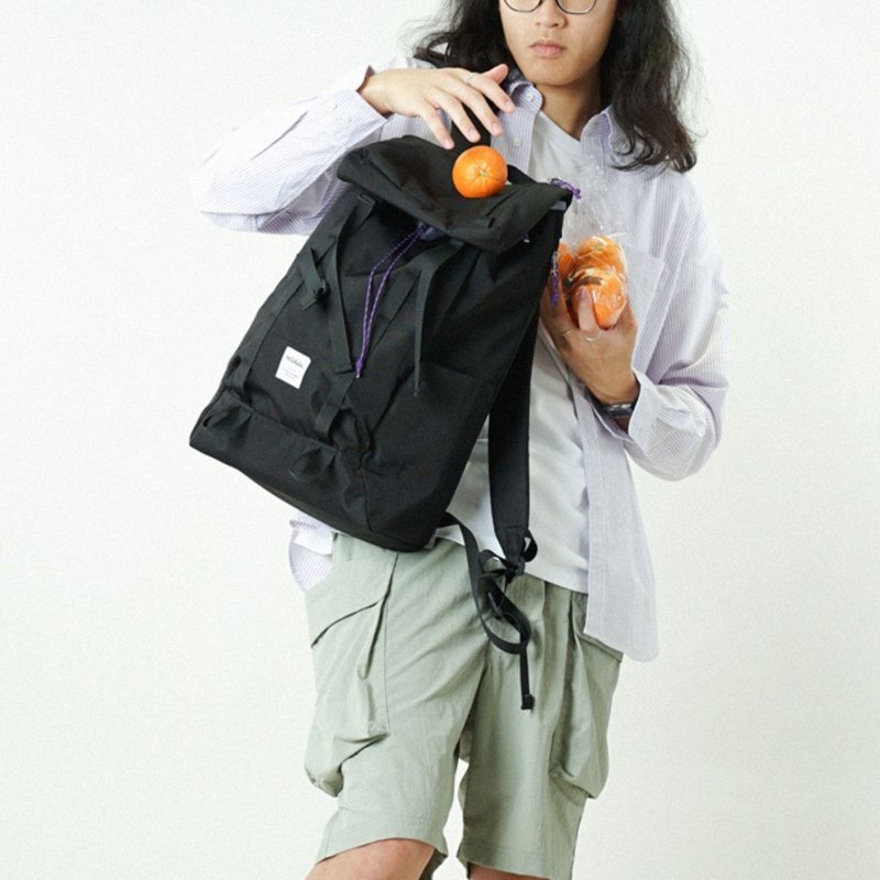 GIO 19L 多功能翻盖背包 大 (暗黑色) - 后背包/双肩包 - 聚酯纤维 黑色