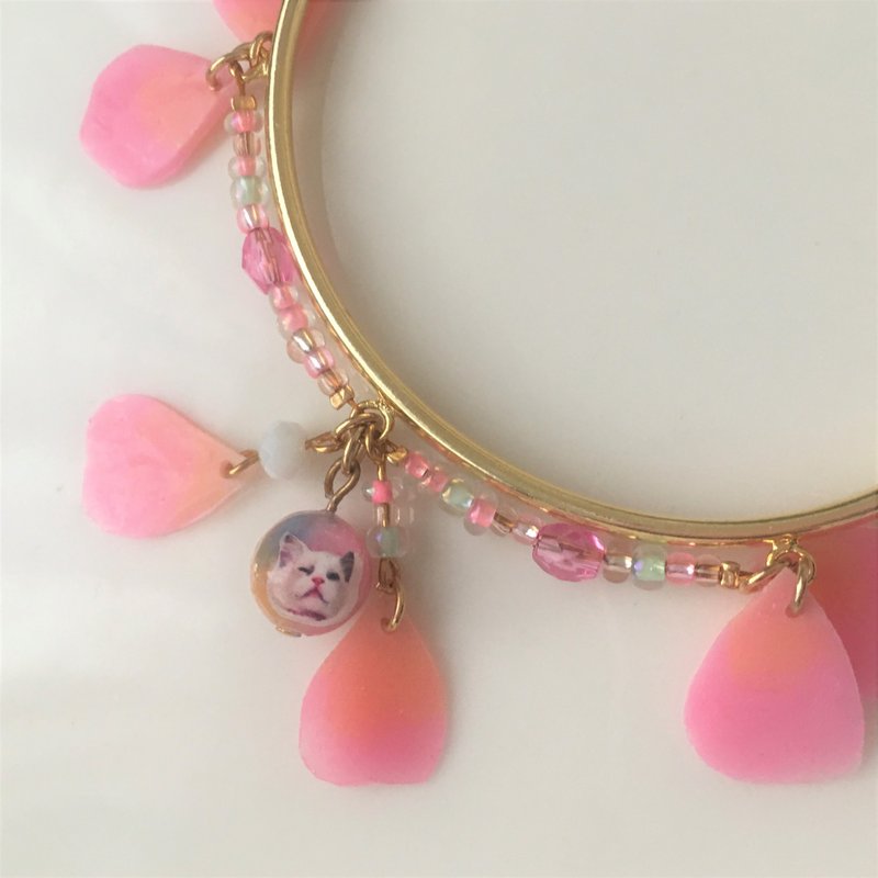 花瓣和猫手链 - 手链/手环 - 其他金属 粉红色