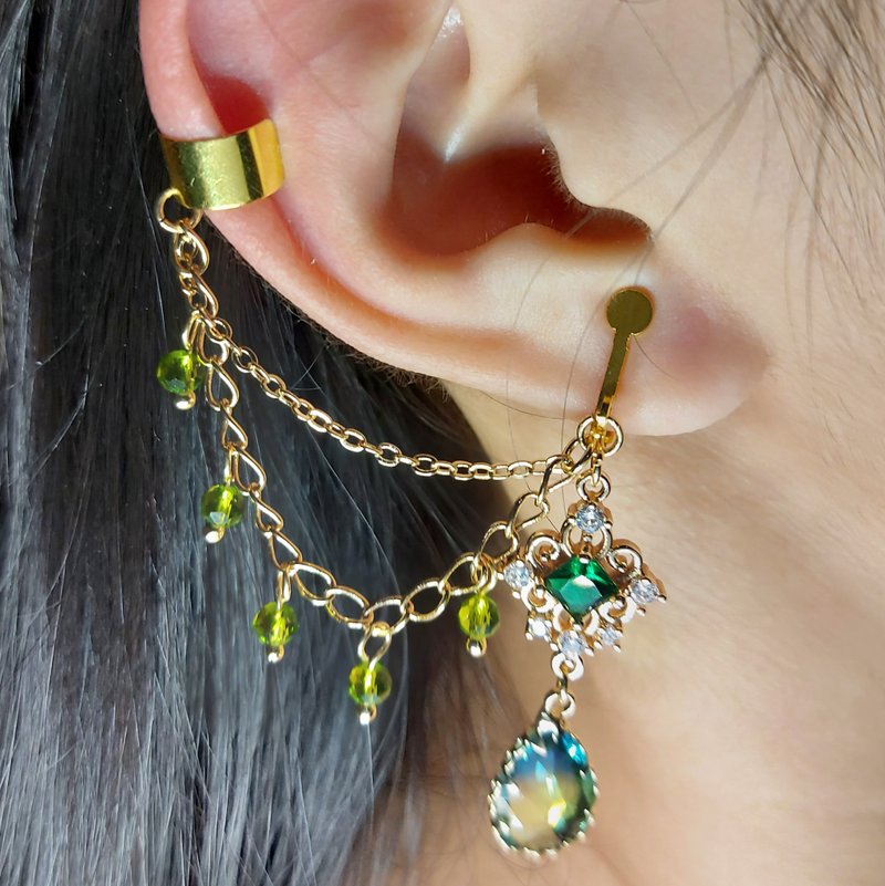 原创异域系列耳骨夹-楼兰幻宴_青萝 - 耳环/耳夹 - 其他金属 绿色