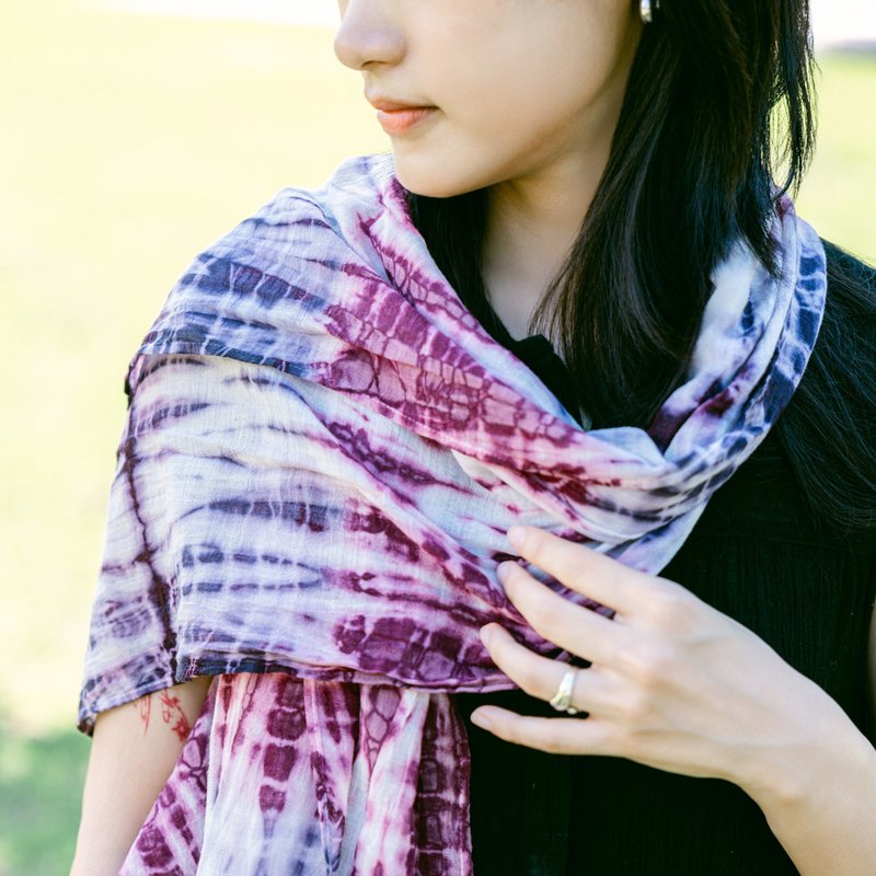 天然染棉围巾 - 围巾/披肩 - 棉．麻 