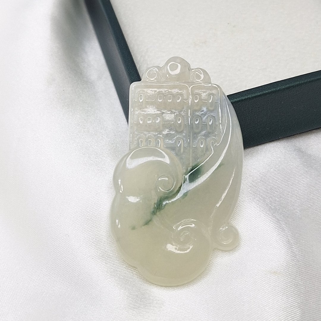 老种冰黄飘花如意算盘  财智双全 摆件 挂件 | 天然缅甸玉A货翡翠 - 摆饰 - 玉石 