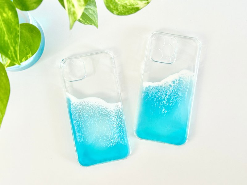 iPhone 14/15 系列海滩手机壳，手绘，理想的礼物 - 手机壳/手机套 - 树脂 蓝色